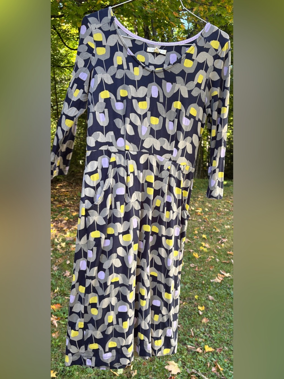 🇬🇧 White Stuff Tess Dress in Black, Yellow & Lavender size US 4 (UK 8)